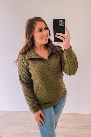 One Way Or Another Quilted Pullover (Olive)