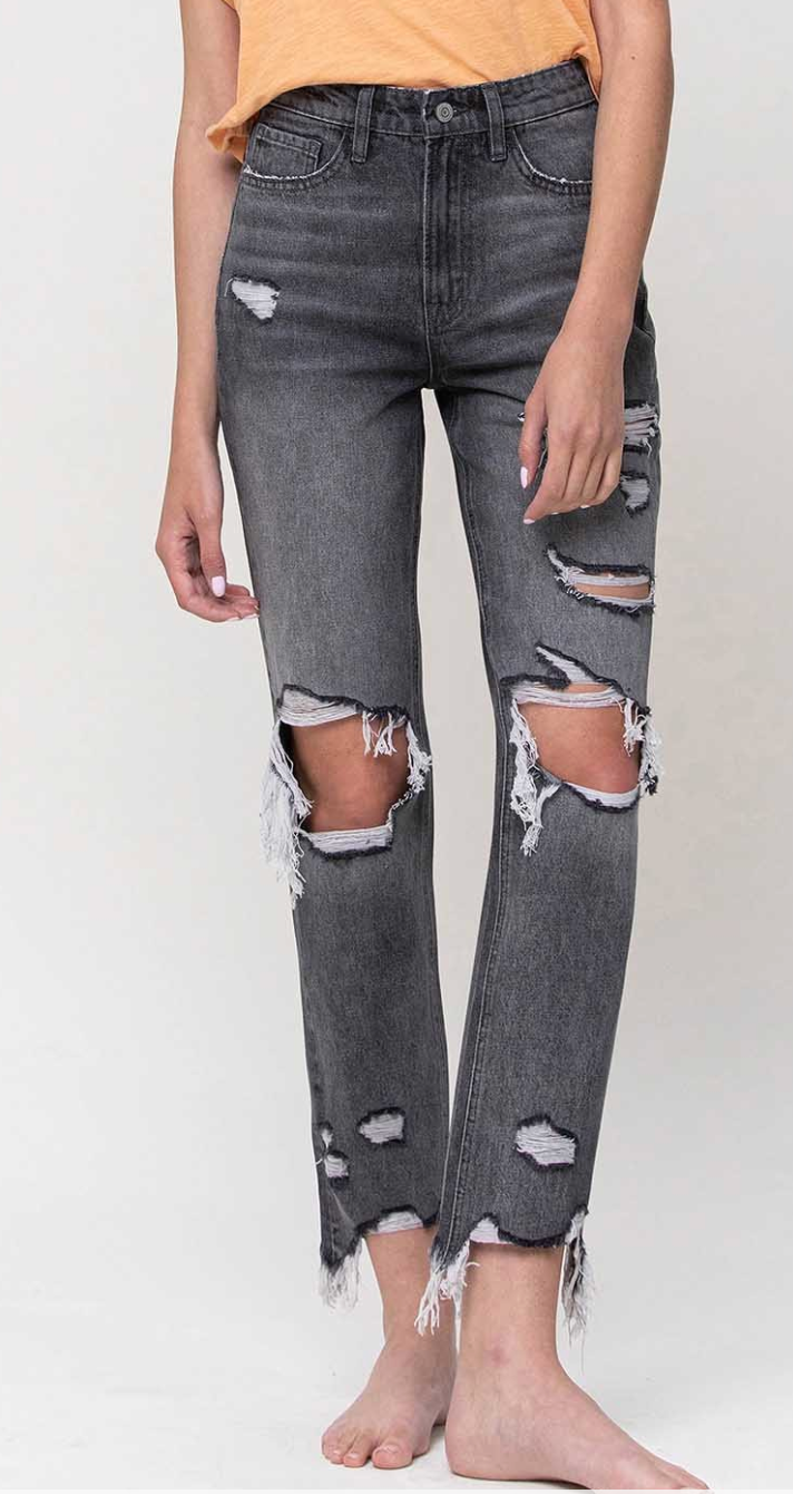 Flying Monkey High Rise Distressed Straight (Gianna)