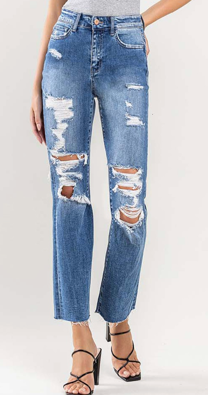 Flying Monkey Distressed High Rise Relaxed Straight (Harper)