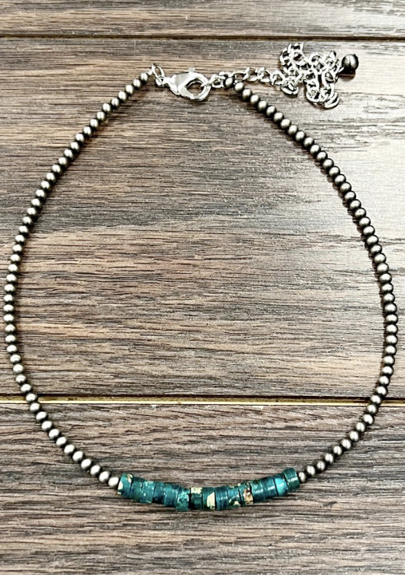 (SALE) 16" Single Strand Gemstone Beaded Necklace