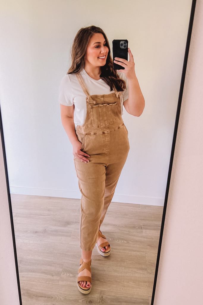 Let's Take A Stroll Relaxed Overalls (Light Camel)