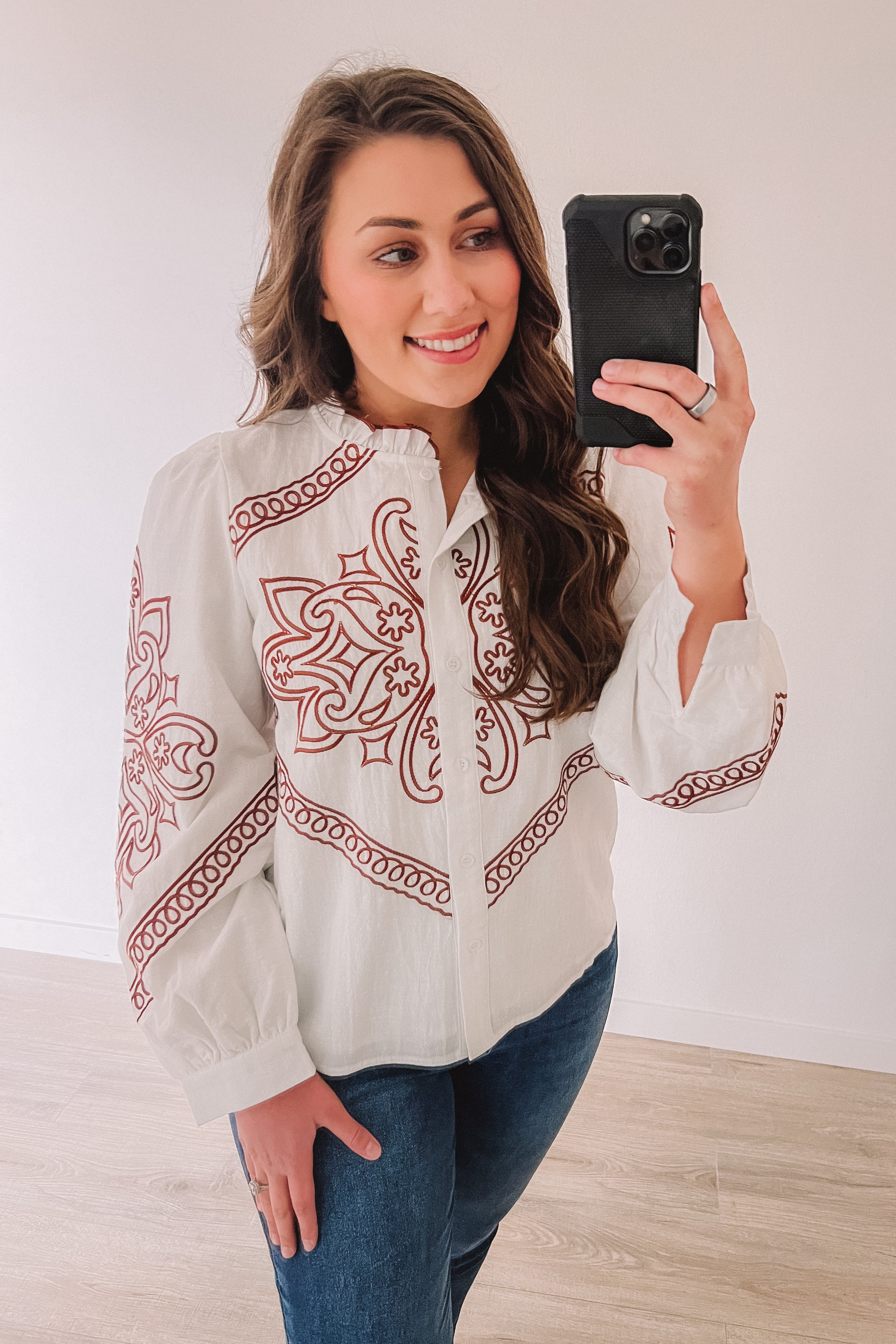 Cowgirl Kind Of Love Blouse (Ivory)