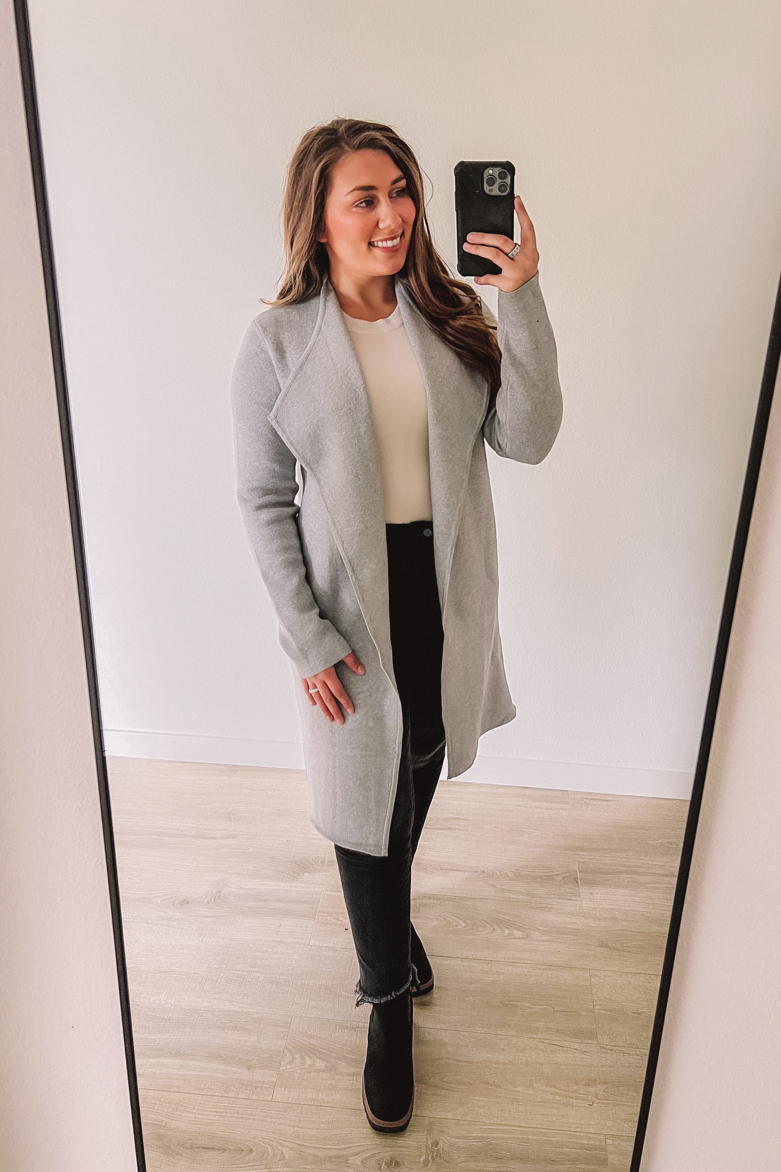 Sleek Simplicity Longline Cardigan (Grey)