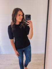 Hoping For More Ribbed Sweater Tee (Black)