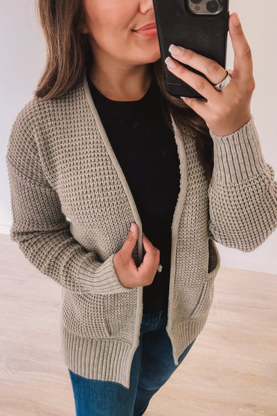 Textured Cardigan (Heather Mocha)