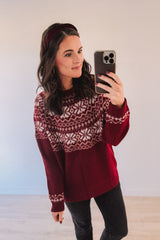Every Day Is Christmas Fair Isle Sweater (Burgundy)