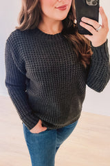 Snuggle Close Waffle Sweater (Charcoal)