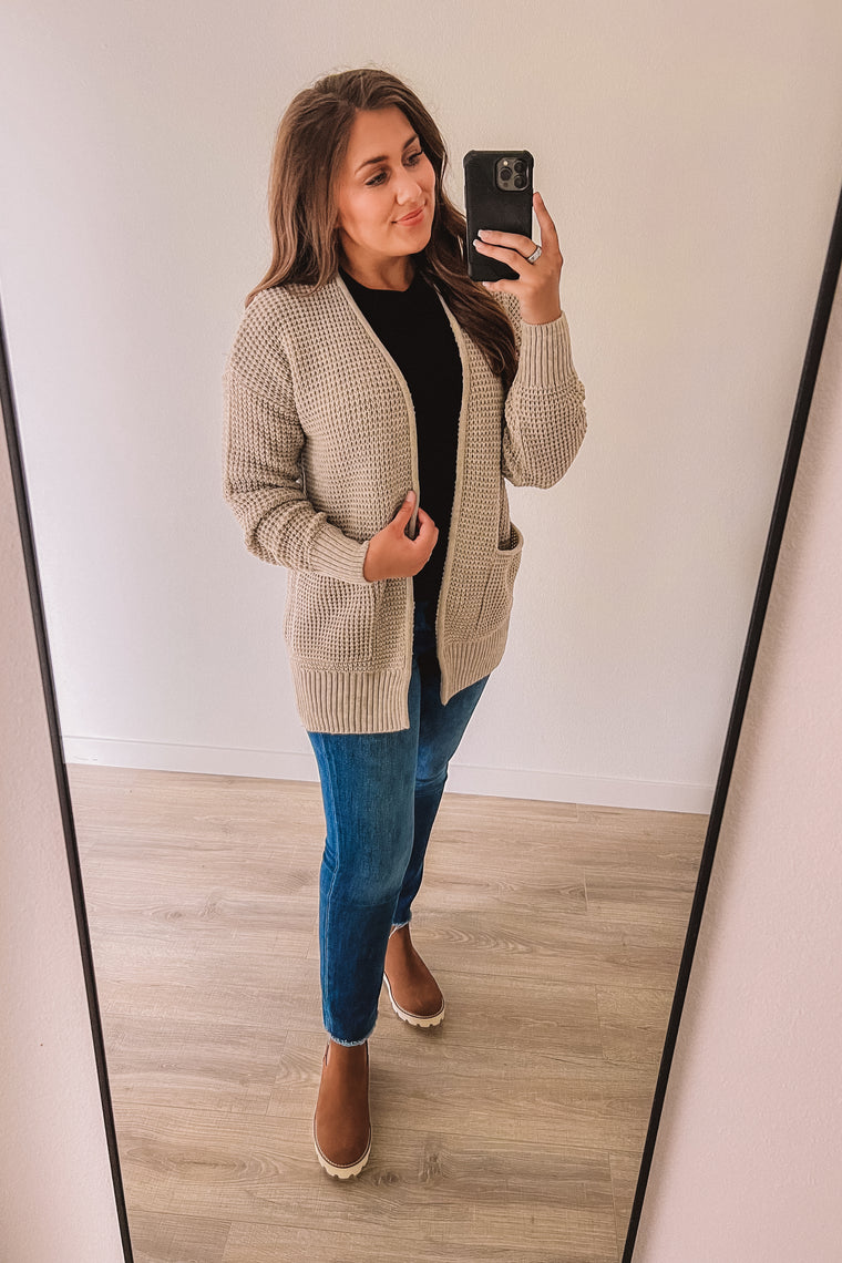 (SALE) Textured Cardigan (Heather Beige)