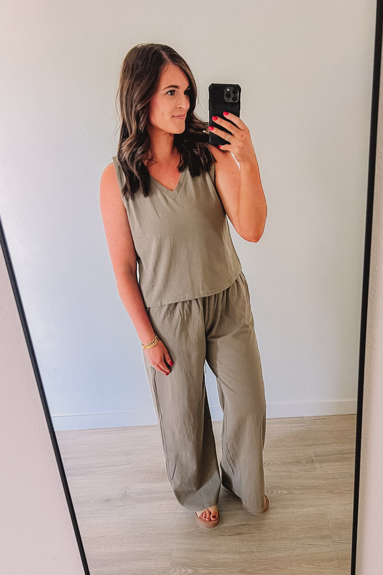 Washed Cotton Lounge Set (Olive)