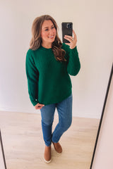 Snuggle Close Waffle Sweater (Hunter Green)