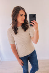 Hoping For More Ribbed Sweater Tee (Oat)