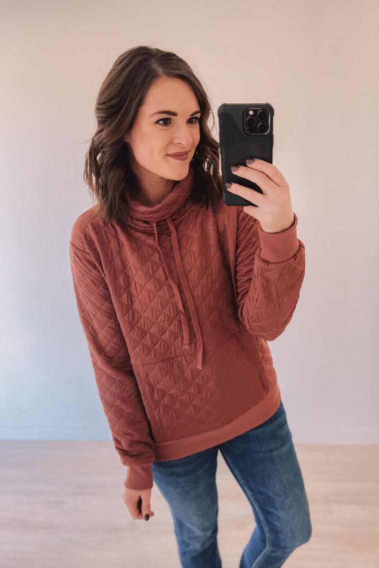 Amanda's Favorite Quilted Cowl Neck (Cinnamon)