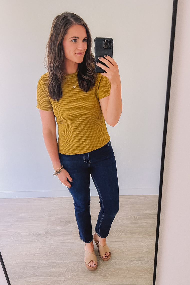 She's A Ten Chartreuse Textured Tee