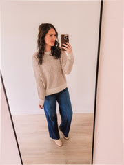 I'll Be Home Textured Sweater (Taupe/Camel)