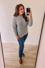 Snuggle Close Waffle Sweater (Heather Grey)