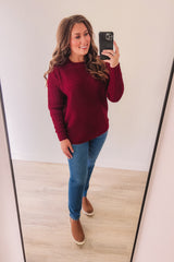 Snuggle Close Waffle Sweater (Cabernet)