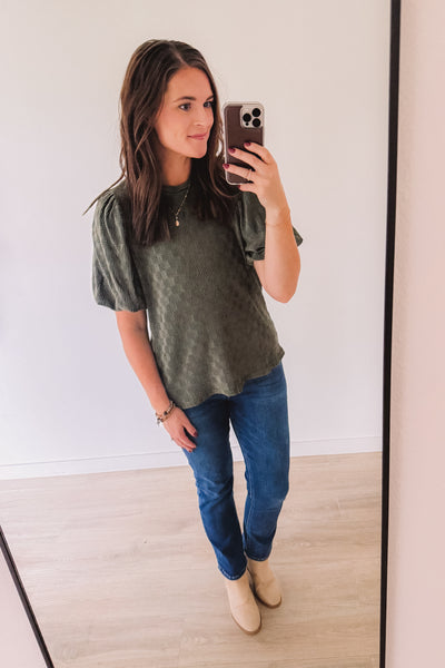 Falling For You Textured Blouse (Olive)