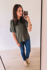Falling For You Textured Blouse (Olive)