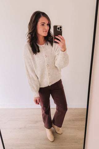 What I Love About Sundays Pearl Button Sweater