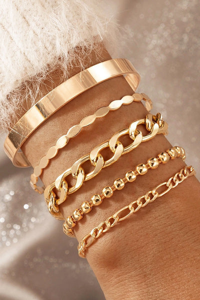 Five Piece Gold Bracelet Set