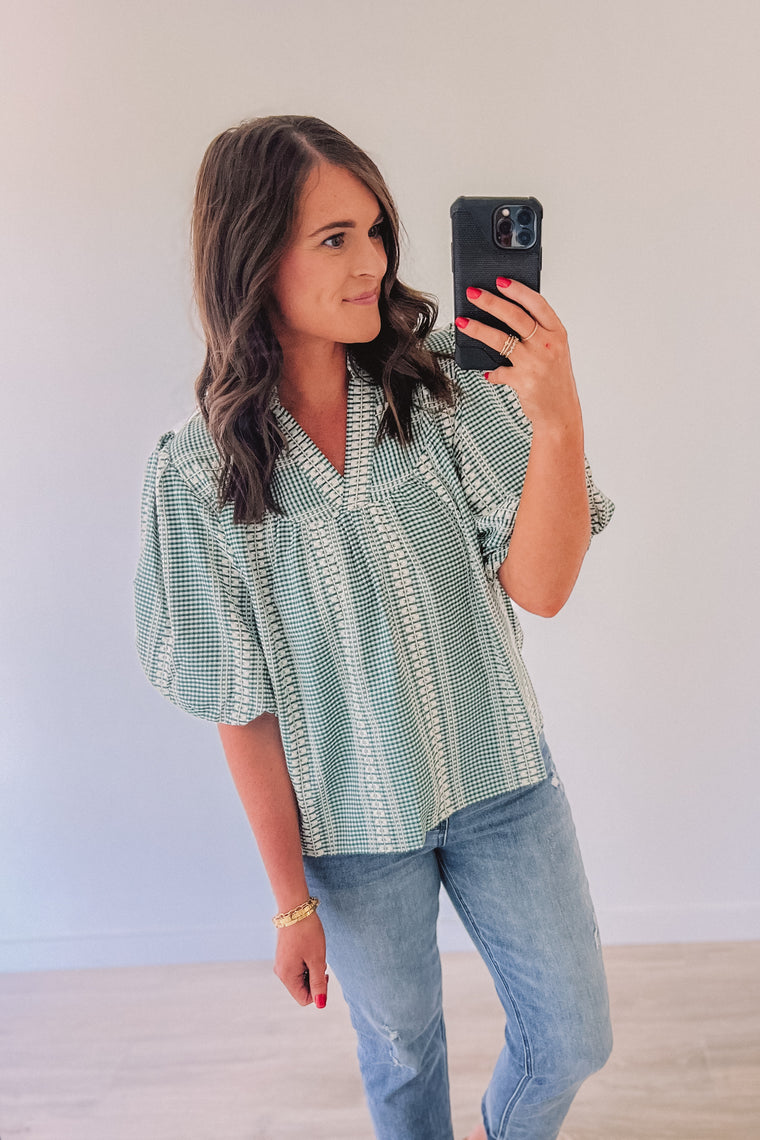 THML Takes Me Back Gingham Blouse