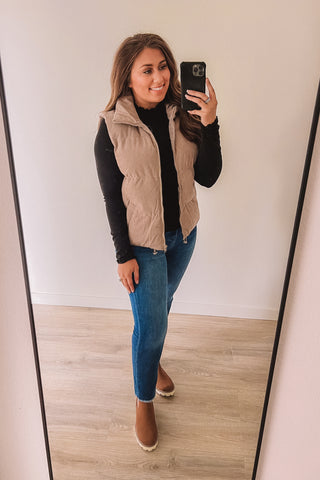 (SALE) Need You To Know Corduroy Vest (Taupe)