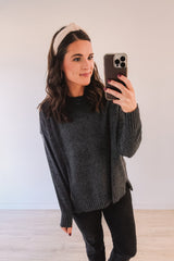 Feeling Festive Knit Sweater (Charcoal)