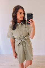 Desert Rose Embroidered Dress (Sage)