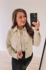 (SALE) Making Moves Houndstooth Jacket (Taupe)