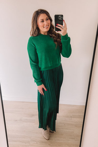 (SALE) Twirling Into The Holidays Dress - Green