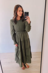 More Than A Moment Swiss Dot Dress (Olive)
