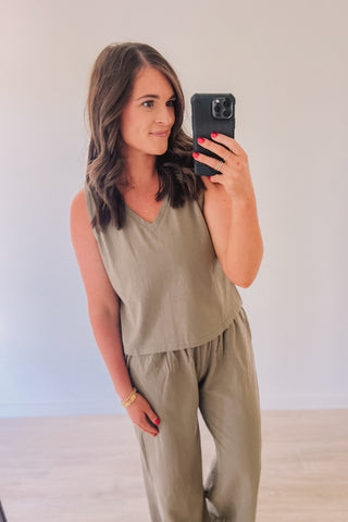 Washed Cotton Lounge Set (Olive)