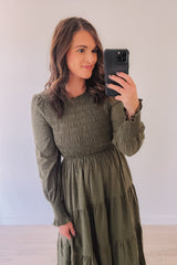 More Than A Moment Swiss Dot Dress (Olive)