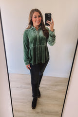 Take My Breath Away Velvet Peplum (Sage)