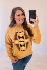 Take Me Home Mineral Wash Graphic Crew (Mustard)