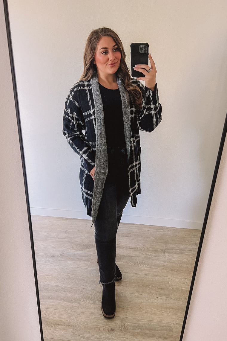 Always Yes Plaid Cardigan (Black)