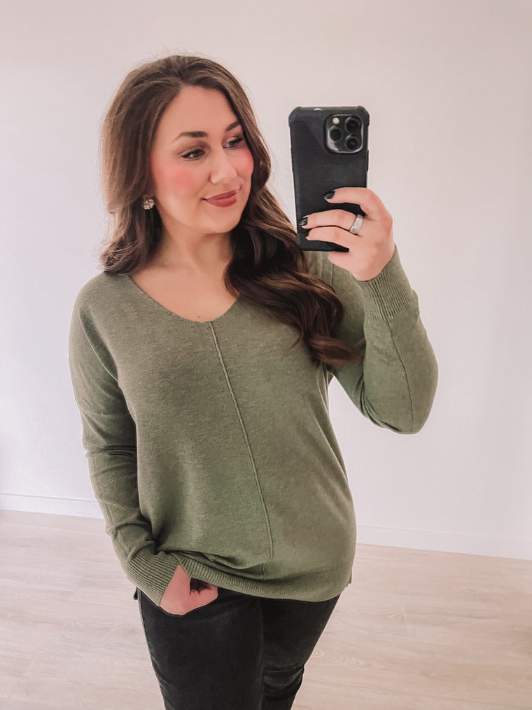 (SALE) Sweater Weather (Heather Olive)