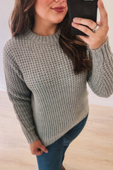 Snuggle Close Waffle Sweater (Heather Grey)