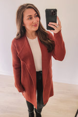 Sleek Simplicity Longline Cardigan (Rust)