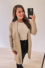 Sleek Simplicity Longline Cardigan (Taupe)