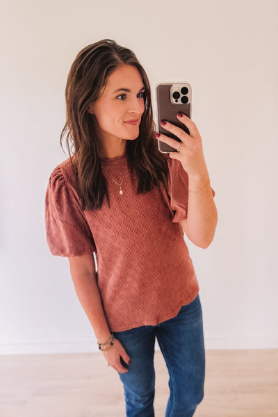 Falling For You Textured Blouse (Mauve)