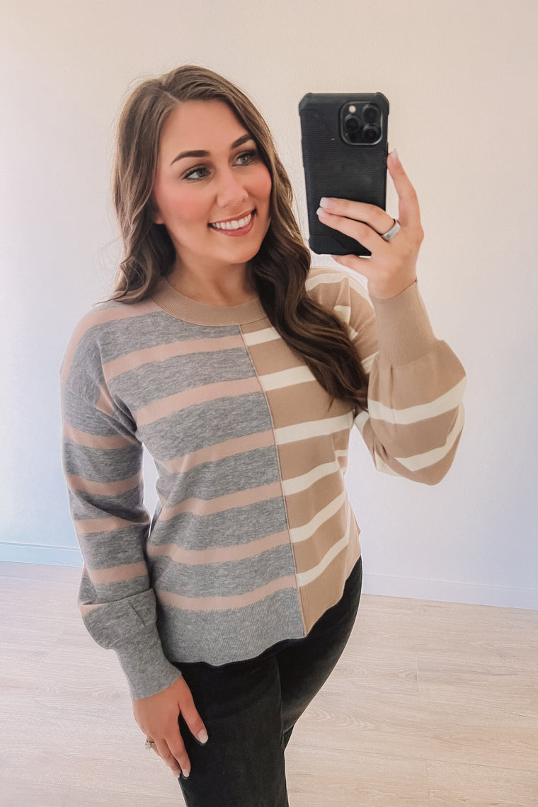 Seeing Double Sweater (Taupe/Heather)