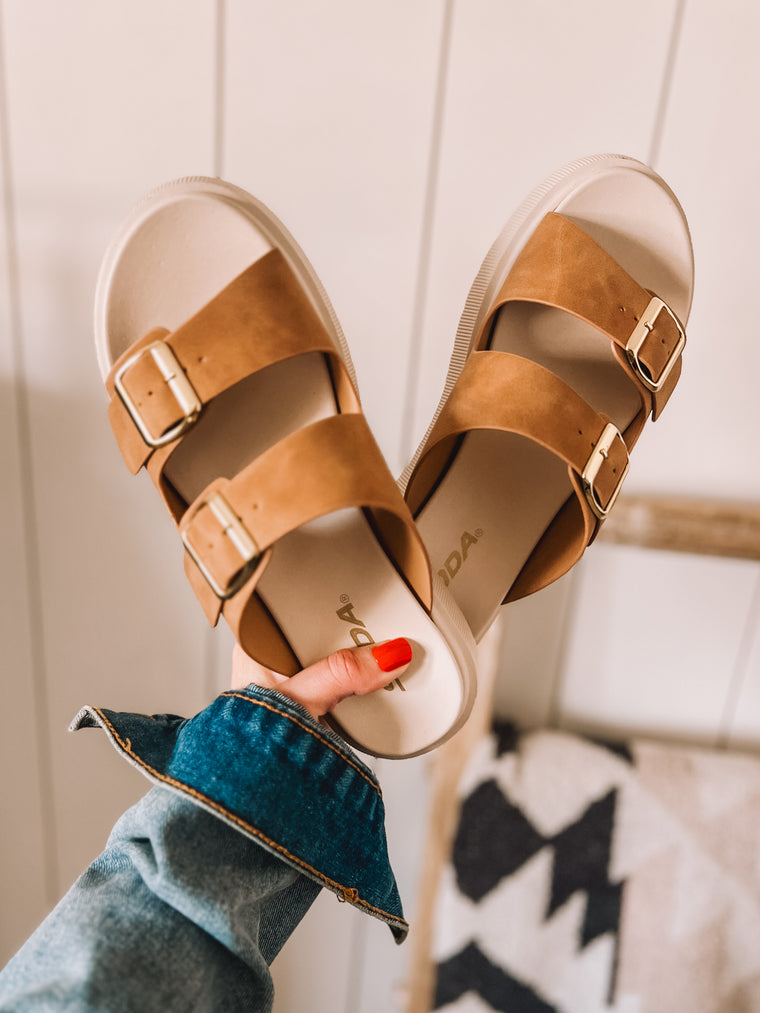 Always Chic Double Strap Sandal (Tan)