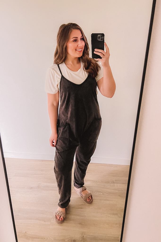 Every Day Style Mineral Wash Jumpsuit (Black)