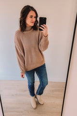 (SALE) Full Heart Cable Knit Sweater (Taupe)
