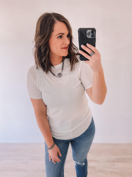 Ribbed Basic Tee (White)
