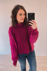(SALE) Blissfully Cozy Sweater (Magenta)