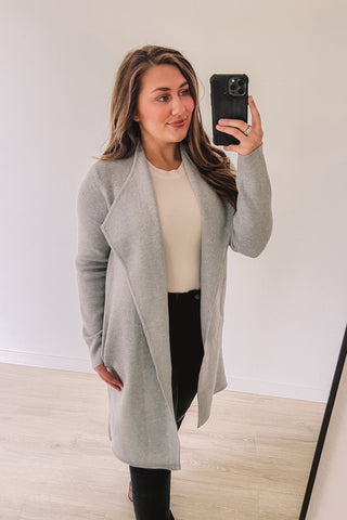 Sleek Simplicity Longline Cardigan (Grey)