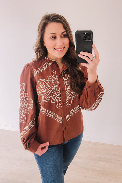 Cowgirl Kind Of Love Blouse (Amber)