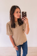 Falling For You Textured Blouse (Taupe)